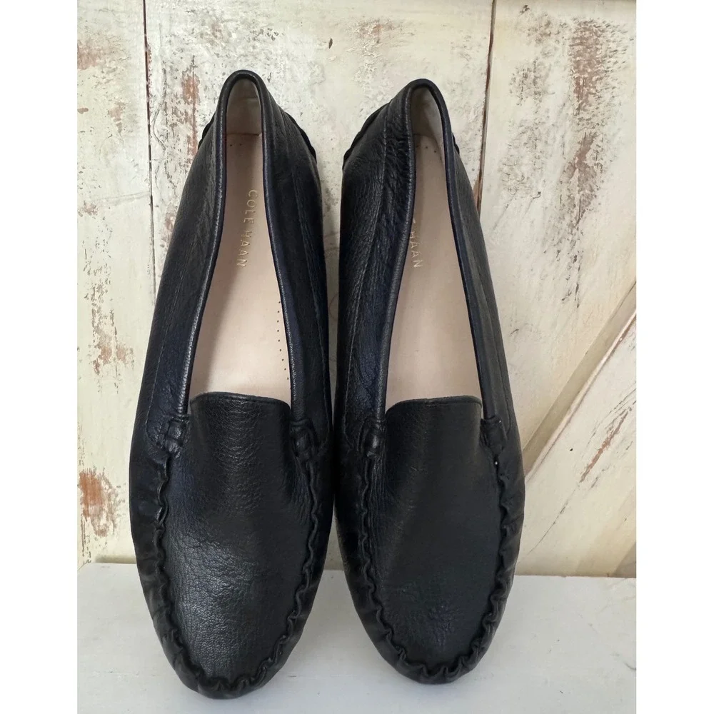 Cole Haan Women Black Evelyn Driving Leather Loafers ‎ Size 9B NWOT